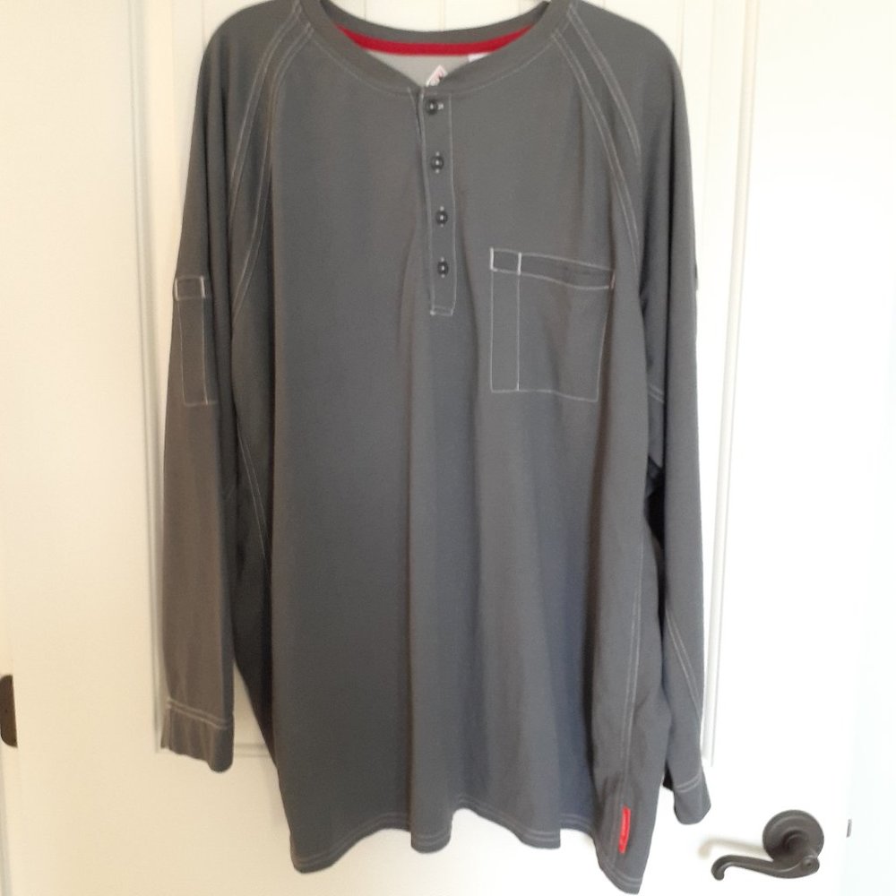 Bulwark iQ Series Comfort Knit Men's FR Henley Gray Size XXL